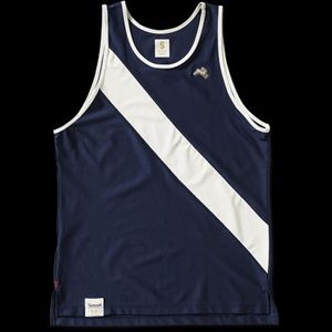 Tracksmith Van Cortlandt Singlet - Size M - Navy/Ivory + FREE resistance band!